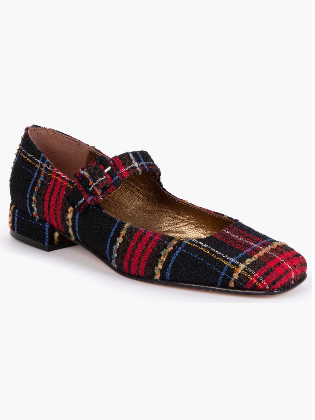Penople Chilvers Plaid Mary Jane Black Red Tweed 40/9 New